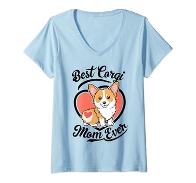 Mujer Mejor Mamá Corgi Cada, Corgi Booty Mom Camiseta Cuello V