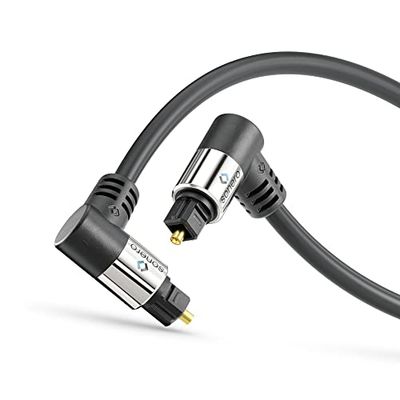 sonero® Premium optische Toslink-kabel, 2,00 m, vergulde contacten, 2 x 90° stekker, 360° draaibaar, zwart