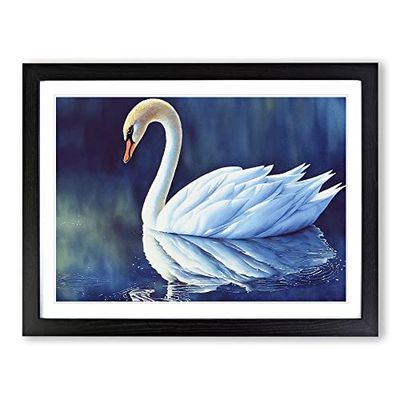 Swan Watercolour Vol.2 H1022 Framed Print for Living Room Bedroom Home Office Décor, Wall Art Picture Ready to Hang, Black A4 Frame (34 x 25 cm)