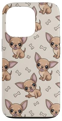 Chihuahua Pattern Kawaii Dog Beige Case for iPhone 13 Pro