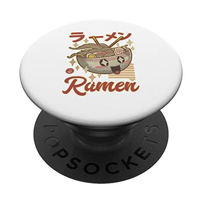 Happy Japanese Ramen Noodles Bowl Kawaii Anime PopSockets Swappable PopGrip