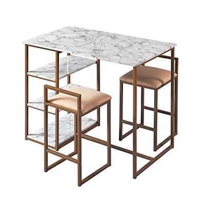 Teamson Home Marmo Ontbijt Tafel - Nep Marmeren/Messing Afwerking - 42 x 56 x 36 (Inch)