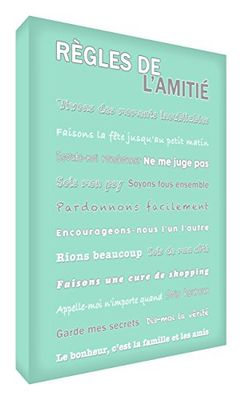 Feel Good Art canvas, motief regels van vriendschap, moderne stijl 40 x 60 cm Groene munt