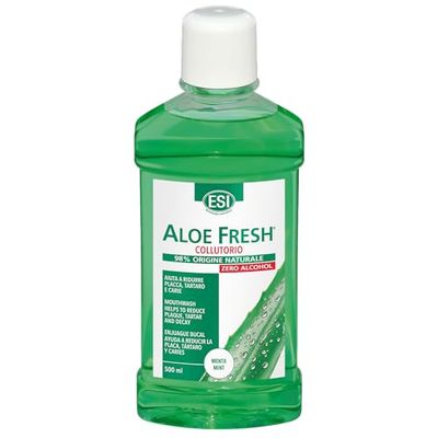 ESI - Aloe Fresh, Collutorio Zero Alcol, con Estratti di Pompelmo e Xilitolo, Aiuta a Ridurre la Placca e l'Alitosi, Protegge le Gengive e Favorisce la Prevenzione delle Carie, Gusto Menta, 500 ml