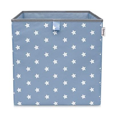 LIFENEY Caja de almacenamiento con diseño de estrellas en color turquesa I Caja de juguetes con estrellas adecuada para estantes de dados I Caja organizadora para la habitación de los niños I Cesta de