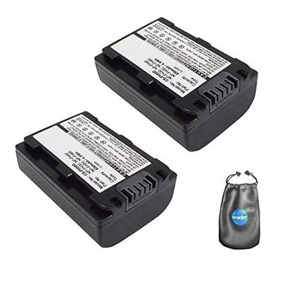 Amsahr Digital ersättningskamera och videokamerabatteri för Sony NP-FP50, DVD505, 602, DVD605 2-pack – inkluderar linstillbehörspåse