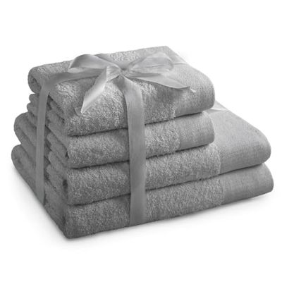 AmeliaHome Amari badhandduk 100% bomull, 450 g/m², absorberande, bomull, stål, 2 x 70 x 140 + 2 x 50 x 100