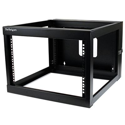 StarTech.com Rack de servidores aberto de 6 U dobradiça de parede - 19 polegadas - de 4 colunas - 19,8 polegadas de profundidade - para equipamento de AV - painel de remendo - TAA (RK619WALLOH)