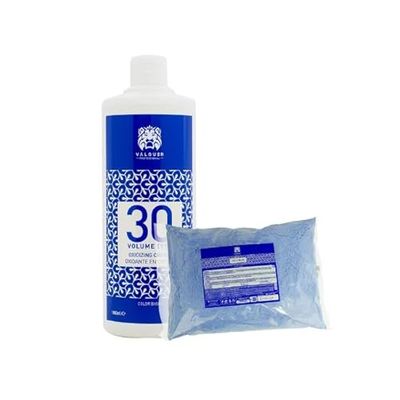 Valquer Professional Pack Oxygenated Stabilized Cream: 30 Volumes (9%) 1000ml + Bleaching Powder 500 Gr - 1500 G (2 Units)