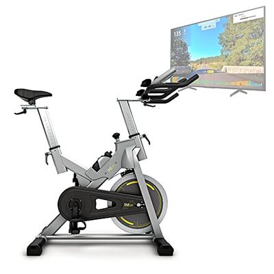 Bluefin Fitness Tour SP Cyclette. Attrezzatura Palestra da Casa. Kinomap. Live Video Streaming. Coaching & Allenamento Video. Bluetooth. Smartphone App, nero e argento