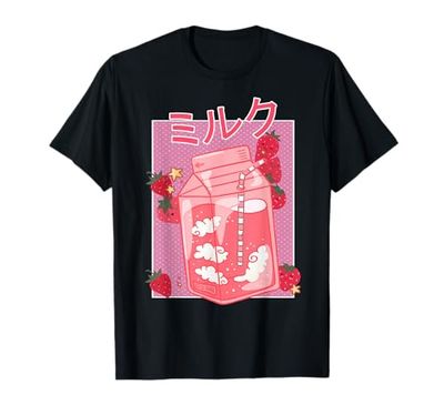 Latte alla fragola retrò Giappone anni '90 Kawaii giapponese Maglietta