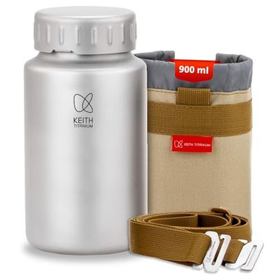 Keith Titanvattenflaska med bajonettlock, Ti3035, 900 ml - reseflaska för vatten, te och kaffe, perfekt för utomhusfukt, camping och vandring (19,4 x 10,5 x 10,5 x 10,5)