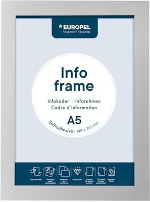 EUROPEL Self-adhesive magnetic info frame from PVC, A5 silver, set 2 pcs, removalbe adhesive, double sided, portrait or landscape, overall dimensions 238x176mm