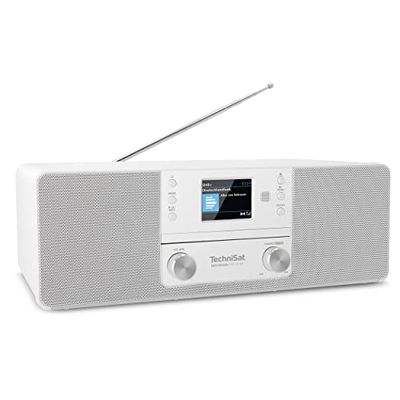 TechniSat DIGITRADIO 370 CD BT - Radio numérique stéréo (Dab+, FM, Lecteur CD, Bluetooth, écran Couleur, USB, AUX, Prise Casque, Installation compacte, réveil, 10 Watts, télécommande) Blanc