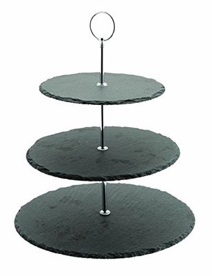 Genware SLT-3TCS Slate 3-Tier Cake Stand, 20 cm/25 cm/30 cm