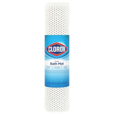 Duck 288002 Clorox Cushioned Foam Bath Mat for Tubs, White, 17" x 36"