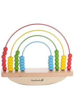 EverEarth Juego de Equilibrio de Arco Iris Hecho de Madera sostenible, Juguete apilable Creativo para Promover la destreza y el Equilibrio, con Acuarelas inofensivas, EE33897