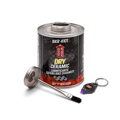 1000 Miglia BKR 4101 DRY CERAMICO Lubrificante Catena Bici per Condizioni del tracciato Asciutte e Polverose - 900 ml, formula fluorescente e profumata, Barattolo All-In-One con Pennello incluso