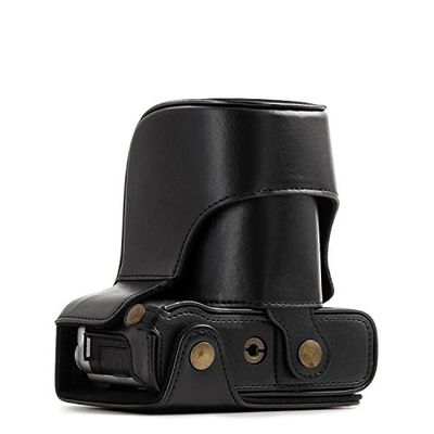 MegaGear MG1001 Etui de Protection avec Bandoulière/Accès Batterie en Cuir pour Appareil Photo Fujifilm X-A10 Noir