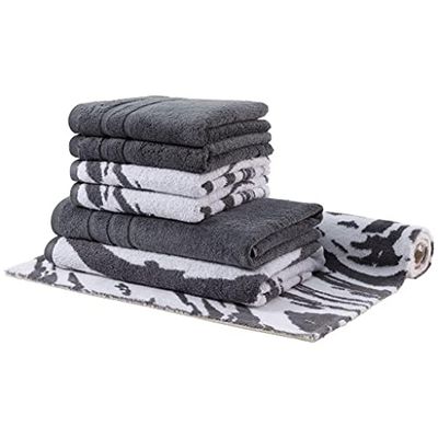 Egeria Marble Set with Hand Towels, Bath Towels and Bath Mat 60 x 100 cm 072 Stone