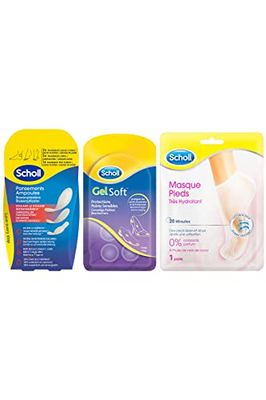 Scholl Pack Protections GelSoft Points Sensibles & Pansements Ampoules Talon & Orteils & Masque Pieds Très Hydratant
