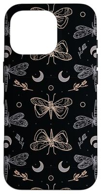 Wicca Moon Moths Dragonflies Goth Custodia per iPhone 16 Pro
