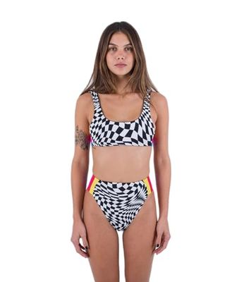 Hurley Nascar Rvsb Scoop Front Top Haut de Bikini, Black White, S Femme