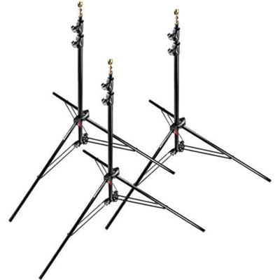 Manfrotto 1052BAC-3 Kit 3 Stativi Serie Babylight, Massima Altezza 237 cm per Luci, 3 Sezioni, Nero