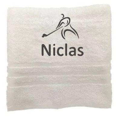 Asciugamano personalizzato con nome Nome sportivo splendidamente ricamato Asciugamano da bagno Asciugamano in cotone 100% personalizzato con nome (100 x 50 cm, Hockey)