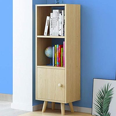BAKAJI Skåp Bokhylla 2 Hyllor Dörrskåp Hylla Träram MDF Modern Design Skandinavisk Storlek 132 x 30 x 33 cm Heminredning (Ek)