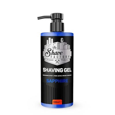 The Shave Factory - Shaving Gel | Non-Irritating | Precise shave on face and body | Shaving gel for men | Moisturizes the skin (Sapphire (1000ml - 33.81 Fl. Oz))