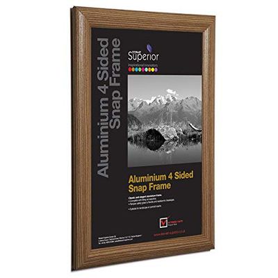Stewart Superior - Marco de fotos (aluminio, tamaño A2, 4 caras, 25 mm, carga frontal, acabado de madera oscura)
