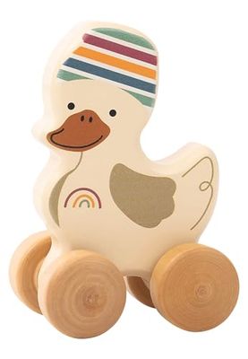 Sterntaler- Holzspielzeug hergestellt aus FSC 100%-zertifiziertem Holz, langlebig und umweltfreundlich. Diseño de Animales Juguete de Rodillo de Madera Edda, Multicolor, colorato (3402537)