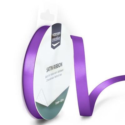 Vaessen Creative Satin Ribbon, Purple, 9mm x 10m, Elegant Shine for Card Making, Scrapbooks, Gift Wrapping and Other Craft Projects, 9 mm