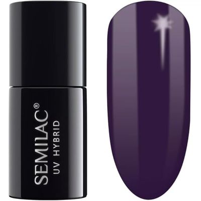 Semilac Vernis à ongles semi-permanent, 100% noir, violet, 7 ml