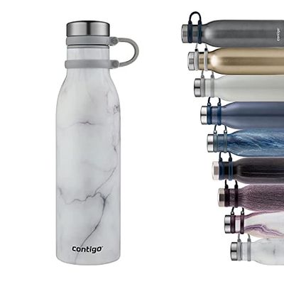 Contigo Matterhorn Bottiglia, bottiglia acqua acciaio inox con isolamento Thermalock, bicchiere senza BPA con cappuccio avvitabile, a prova di perdita 100%, 590 ml