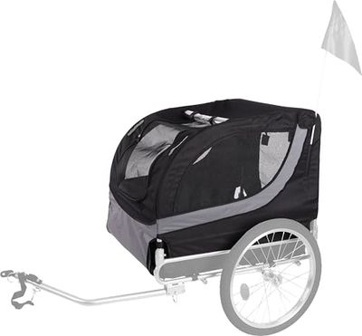 Flamingo Tybalt XL - Couverture pour remorque de vélo Tybalt Noir & Gris - 76x57x65,5cm - Bandes réfléchissantes et réflecteurs - Ouvertures avec Fermeture éclair