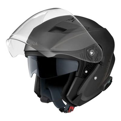 Sena Outstar S Casque à visière avec Bluetooth et intercom intégré & connectivité Smartphone (Noir, S)