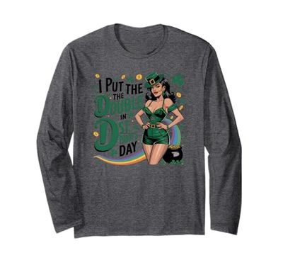 Divertente scherzo di San Patrizio D - Leprechaun trifoglio irlandese Maglia a Manica