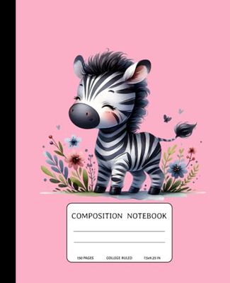 Composition Notebook: A Colorful Baby Zebra-Themed: 110 College-Ruled Pages | 7.5 x 9.25 Inches | Vibrant Baby Zebra for School, College, Work, and Creativity