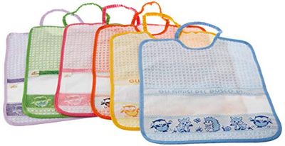 Bubabù BAV275 verpakking met 6 slabbetjes, met elastiek, geborduurd, motief: baby, groot, badstof, 100% Made in Italy, 29 x 32 cm