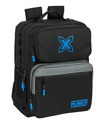 Safta MUNICH IRON - Sac à dos pour ordinateur portable 14,1", idéal pour les jeunes de différents âges, confortable et polyvalent, qualité et résistance, 33 x 16 x 42 cm, couleur, Noir Iron, Estándar,