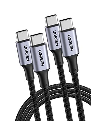 UGREEN 100W USB C-kabel 2stk PD3.0 PPS ladekabel 5A/20V kompatibel med iPhone 15 Pro Max, M2 MacBook Pro/Air M2 iPad Pro 2022 Galaxy S25.(0.5m)