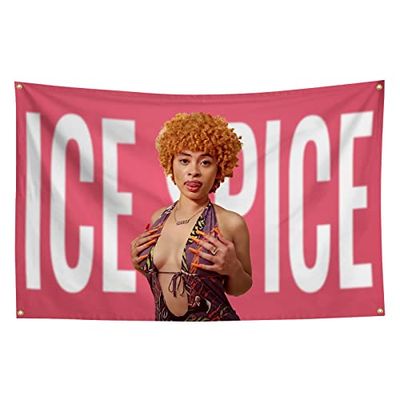 Tapisserie humoristique motif drapeau épices de glace pour décoration de dortoir, chambre à coucher, salon, dortoir à suspendre avec 4 œillets de basse 0,9 x 1,5 m (couleur 2)