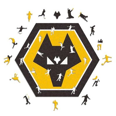 Ikoniska pussel, Wolves FC Crest, 100% miljövänligt träpussel med officiell licens, storlek M, 270 bitar