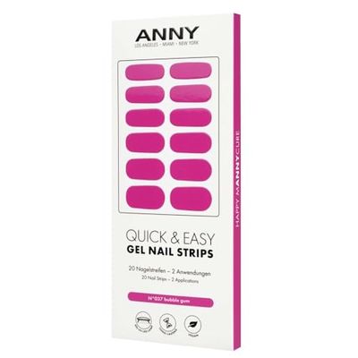 ANNY Gel nagelremsor – UV nagelfolie för fastsättning med UV-lampa, hållbar och okrossbar, enkel användning, färg: bubbelgummi – mjuk magenta – nr 37