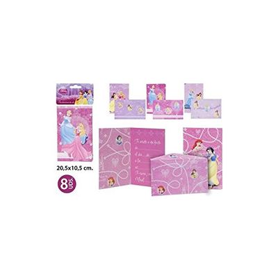 Disney - Uitnodiging party met envelop, prinses, 8 stuks
