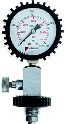 Cressi Test Gauge Ara Bar/PSI, Manomètre pour bouteille de Plongée Unisexe Adulte, Argent/Noir, DIN