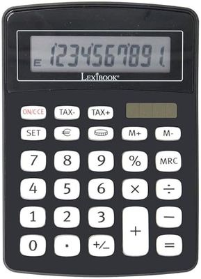 Lexibook, Calculatrice Euro, Taxes, Solaire, avec Double Alimentation, Noir, EL226