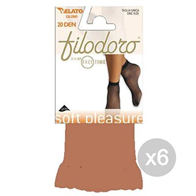 Filodoro Set 6 Calzino Diametro 20 Playa Corto Velato Soft Calze Collant da Donna, Multicolore, Unica
